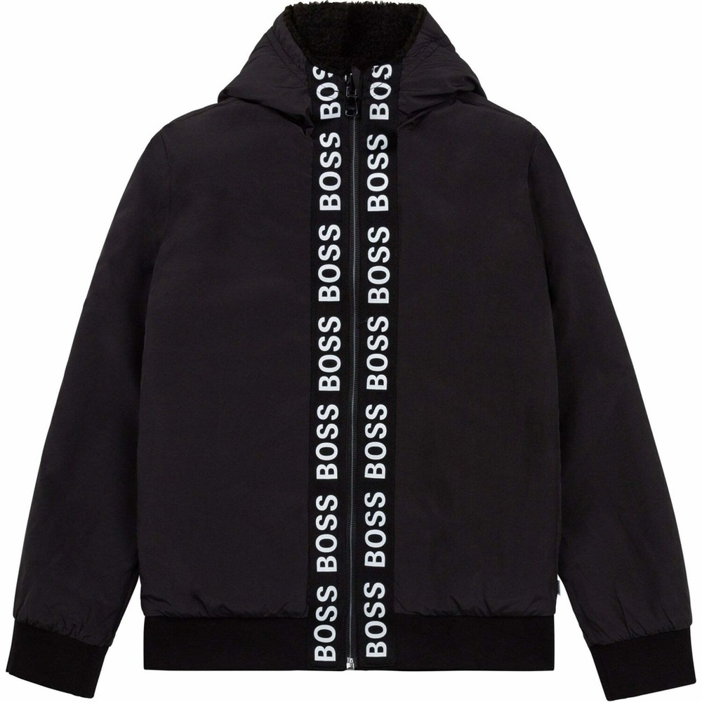 Hugo Boss reversible Black Puffer Jacket with Ribbed Details